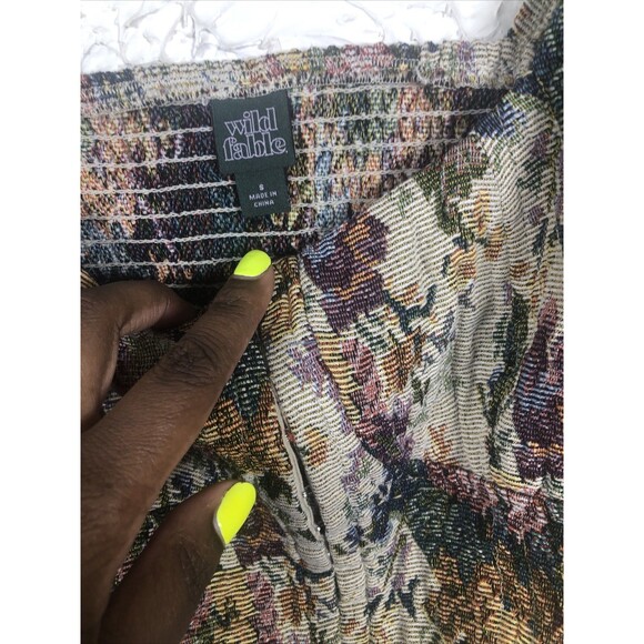 Wild Fable Sz S Multicolor Floral Jacquard Square Neck Cropped Corset Tank Top - Picture 2 of 8